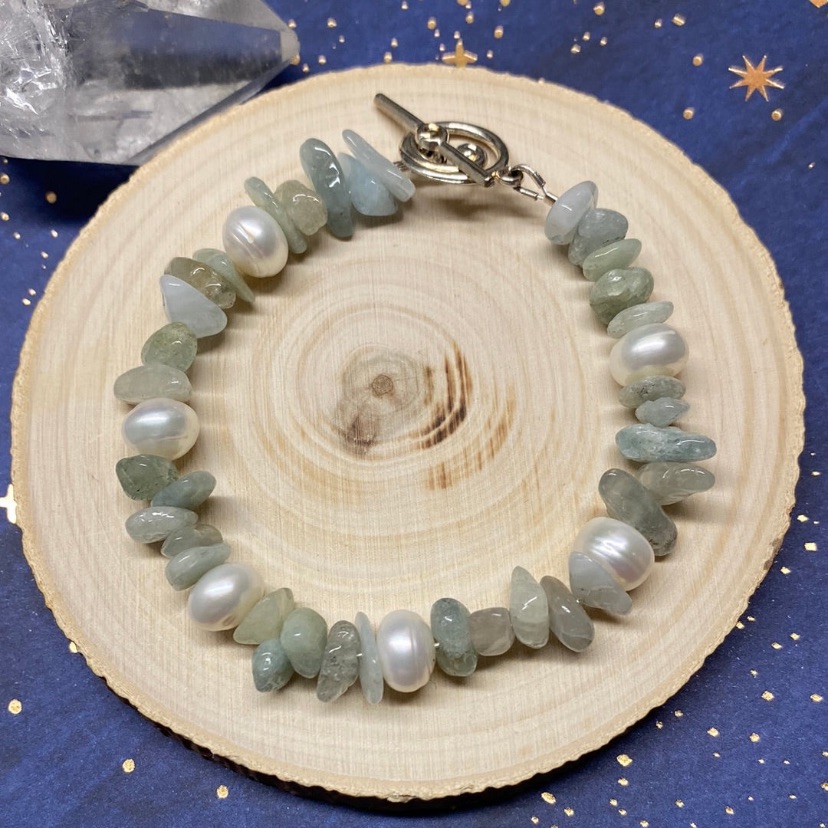 Aquamarine And Pearl Bracelet